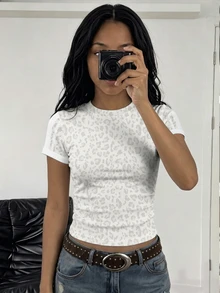 Teen Girl Casual Slim Fit Round Neck Ruched Short Sleeve T-Shirt, Suitable For Summer - Multicolor - View 3