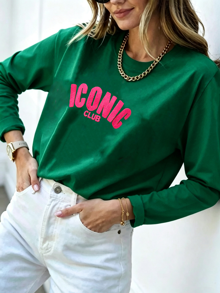 DrmWander Women's Long-Sleeve T-Shirt, Casual Street Style Printed Long-Sleeve T- Shirt, Cute Summer Top, Heat - Dark Green - View 1