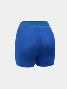 CourtClass Shorts deportivos de mujer de unicolor con cintura elástica y doble capa - Azul - Ver 8