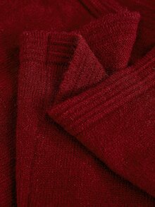 Freevana Plus Size Autumn/Winter Casual Solid Color Frog Button Cardigan - Burgundy - View 12