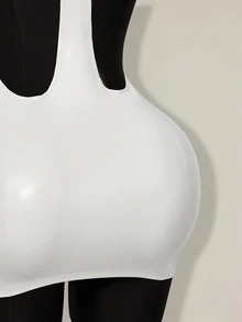 SHEIN ICON 女士性感纯色露背无袖紧身迷你连衣裙，夏季 - 白色 - 查看 11