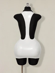SHEIN ICON 女士性感纯色露背无袖紧身迷你连衣裙，夏季 - 白色 - 查看 3