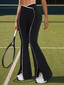 CourtClass CourtClass Contrast Trim Slim Fit Flared Sports Pants - Multicolor - View 1