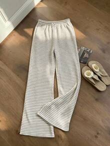 SHEIN Sparklyn بنطلون أبيض بنقشة زهرية محببة مع خصر مطاطي، عصري بسيط متعدد الاستخدامات مريح، مناسب للخروجات والاسترخاء والعطلات والسفر وغيرها، لفصلي الصيف والخريف - أبيض - مشاهدة 5