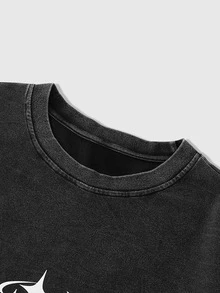 ROMWE MEN Spring Casual Graphic Men'S Patchwork Contrast Color Star Print Casual Street T-Shirt, Fall, Long Sleeve Top - Black - View 3