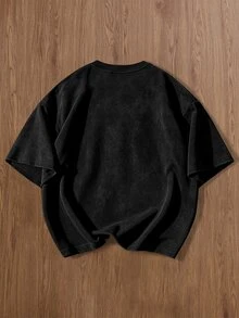 TOKVUE Men's Letter Embroidered Crew Neck Short Sleeve Casual T-Shirt - Black - View 3