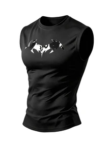 Coreblaze Men's Bat Print Casual Fitness Sports Tank Top - Black - View 5