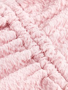 SHEIN ICON Drawstring Detail Lettuce Trim Strapless Top And Skirt Pink Set - Dusty Pink - View 5