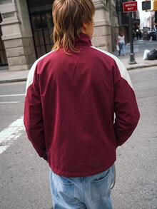 STEELVANCE Men's Colorblock Zipper Casual Multi-Function Long Sleeve Sports Jacket - Burgundy - View 4