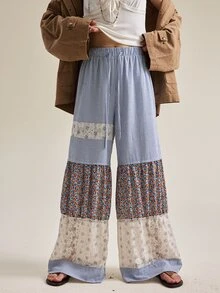 SHEIN 女款優雅度假休閒寬腿長褲 - 彩色 - 查看 3