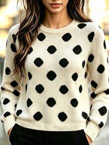 SHEIN PariChic French Sweet Cool Style Leopard Jacquard Knit Top With Tie Bow, Cropped Drop Shoulder Long Sleeve Cardigan - Apricot - View 1