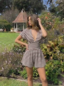 SHEIN MOD 女款夏季休閒純色連身褲，開學穿搭，夏季睡褲 - 彩色 - 查看 5