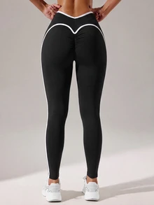 Easithlete Easithlete Women's Colorblock Casual Versatile Daily Travel Sports Leggings - Black - View 3
