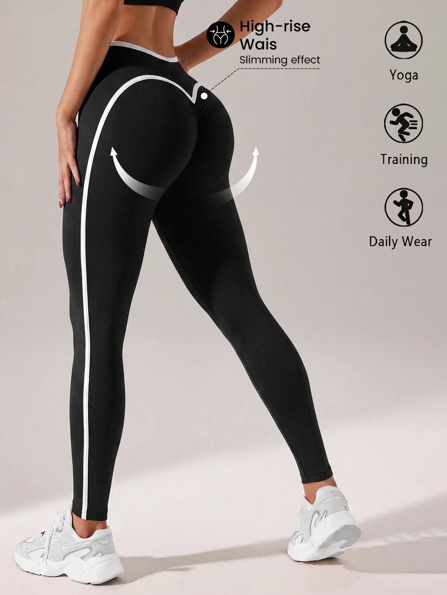 Easithlete Easithlete Women's Colorblock Casual Versatile Daily Travel Sports Leggings - Black - View 1