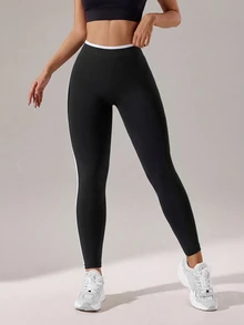 Easithlete Easithlete Women's Colorblock Casual Versatile Daily Travel Sports Leggings - Black - View 2