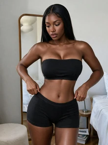 Rovax Women Solid Color Simple Seamless Antiexposure Panties For Summer Daily - Black - View 5