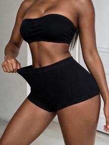 Rovax Women Solid Color Simple Seamless Antiexposure Panties For Summer Daily - Black - View 4