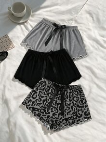 Rovax 3件組女款夏季休閒蝴蝶結裝飾睡褲 - 彩色 - 查看 4