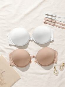 Rovax 2pcs/Set Women Solid Basic Fitted Casual Bras With Steel Rings - Multicolor - View 5