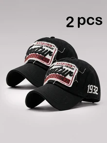 Rovax 1/2pcs Black Unisex Embroidered Letter TEATUR Patch Baseball Cap, Sun Protection, Breathable, Adjustable Size, Versatile Style, Suitable For Daily Fashion And Street Wear - Black - View 11