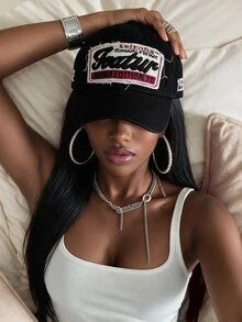 Rovax 1/2pcs Black Unisex Embroidered Letter TEATUR Patch Baseball Cap, Sun Protection, Breathable, Adjustable Size, Versatile Style, Suitable For Daily Fashion And Street Wear - Black - View 10