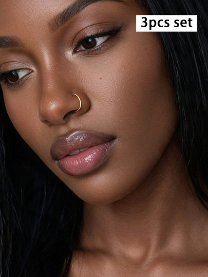 Rovax 3pcs 14K Gold Plated Nose Rings, Unisex, 22G 8mm Petite Delicate Nose Piercing Jewelry, Mini Nose Septum Cartilage Helix Earrings