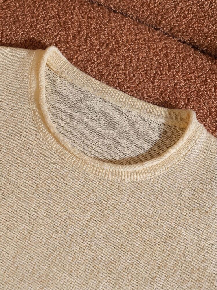 Tween Girl Solid Color Casual Versatile Daily Wear Long Sleeve Sweater - Yellow - View 5