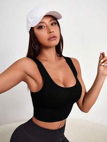 Slayform Slayform 1pc Women's Removable Padded Seamless Sports Bra For Fall , With Lift Support - Black - View 5