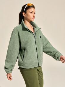 Exploreva Exploreva Women's Casual Solid Color Outdoor Fleece Jacket, Autumn/Winter - Mint Green - View 5