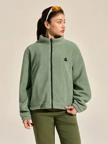 Exploreva Exploreva Women's Casual Solid Color Outdoor Fleece Jacket, Autumn/Winter - Mint Green - View 3