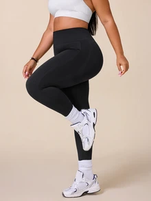 Solea Cove Women's Plus Size Solid Color High Waist Daily Fitness Sports Leggings - Black - View 7