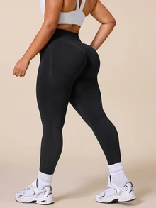 Solea Cove Women's Plus Size Solid Color High Waist Daily Fitness Sports Leggings - Black - View 3