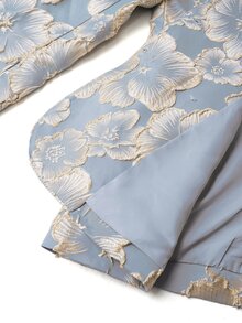 SHEIN Clasi Women's Vintage Jacquard Faux Pearl Button Long Sleeve Blazer - Cadet Blue - View 8
