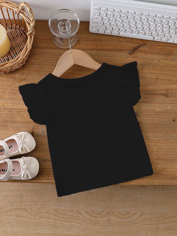 1 pieza aleatoria, estampado de patrón de lazo dulce y lindo, camiseta de manga corta negra suave y cómoda casual, adecuada para todas las estaciones, uso diario, vacaciones y festivales - Negro - Añade 2