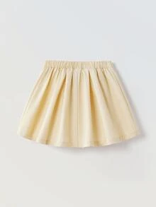 Maija Kids Maija Kids Young Girl Bow Decor Casual Versatile Minimalist A-Line Skirt Fall Winter - Apricot - View 2