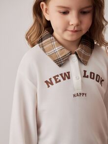 PrepCrw Young Girls' Preppy Style Collared Half-Zip Sweatshirt & Plaid Mini Skirt Set Fall Winter - Multicolor - View 7