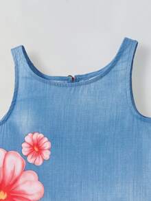 Maija Kids Maija Kids Young Girl Round Neck Floral Print Bowknot Decor Top - Coffee Brown - View 7