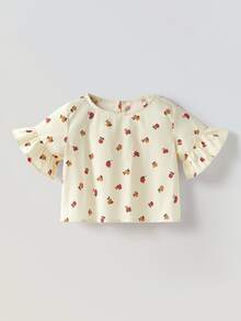 Maija Kids Maija Kids 2pcs Young Girl Boat Neck Ruffle Sleeve Shirt And Shorts Set - Apricot - View 11