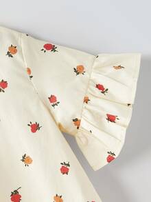 Maija Kids Maija Kids 2pcs Young Girl Boat Neck Ruffle Sleeve Shirt And Shorts Set - Apricot - View 8