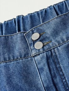 SHEIN MOD Plus Size Casual Washed Denim Skirt - Blue - View 3