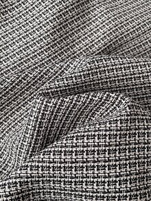 Grovea Plus Size French Tweed Short Sleeve Jacket Winter - Black and White - View 4
