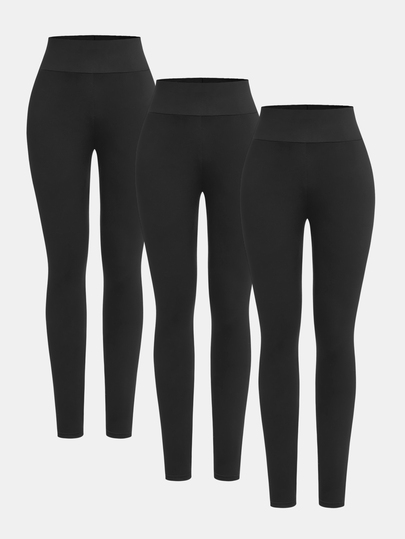SHEIN Tween Girls' Solid Color High-Waist Elastic Slim Fit Leggings, Minimalist Pure Black All-Match Style, Wide High-Waist Band, High-Stretch Smooth Fabric With Great Stretch, Contouring Leg Lines, Suitable For Daily Wear, Fitness, Sports, Versatile Casual Comfortable Snug Fit Yoga Pants For Outerwear And Layering