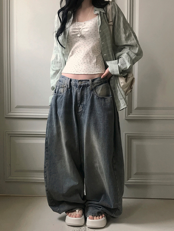DAZY Women's Loose Washed Casual Denim Jeans