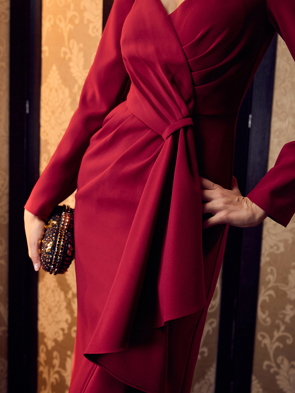 MOTF Soiréza WOMEN'S AUTUMN/WINTER STRUCTURED DESIGN ELEGANT LONG SLEEVE DRESS