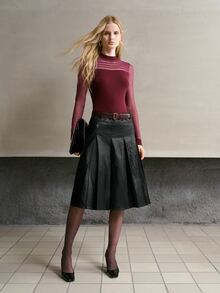 MOTF PREMIUM WOMEN'S FASHION CONTRAST SHEER MESH STAND COLLAR SLIM FIT SWEATER - Purple - View 2