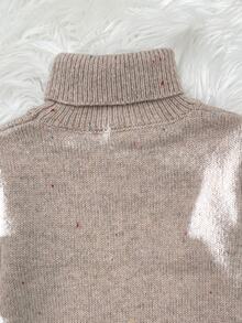 SHEIN Girls' New Round Neck Slouchy Fashion Sweet Bow Sweater Dress, Stylish And Beautiful, Suitable For Home, Outings, Parties, And Back To School - Khaki - View 6