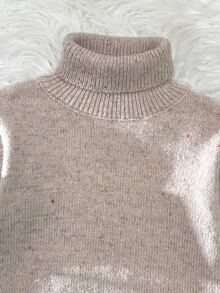 SHEIN Girls' New Round Neck Slouchy Fashion Sweet Bow Sweater Dress, Stylish And Beautiful, Suitable For Home, Outings, Parties, And Back To School - Khaki - View 4