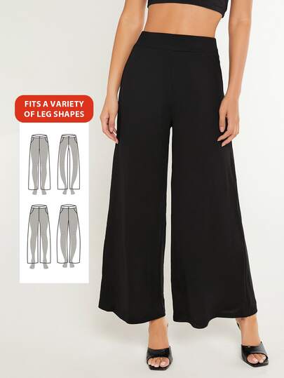SHEIN BASICS Pantalon taille haute jambes larges été pour femmes