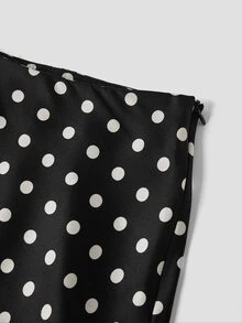 Firerie Plus Size Polka Dot Print Casual Elegant Skirt/ Spring To Summer Office Formal Vacation Black And White - Black - View 5