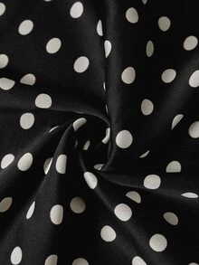 Firerie Plus Size Polka Dot Print Casual Elegant Skirt/ Spring To Summer Office Formal Vacation Black And White - Black - View 4